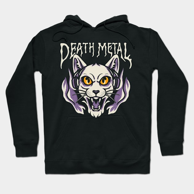 Death Metal Satanic Baphomet Cat Hoodie by Aldrvnd